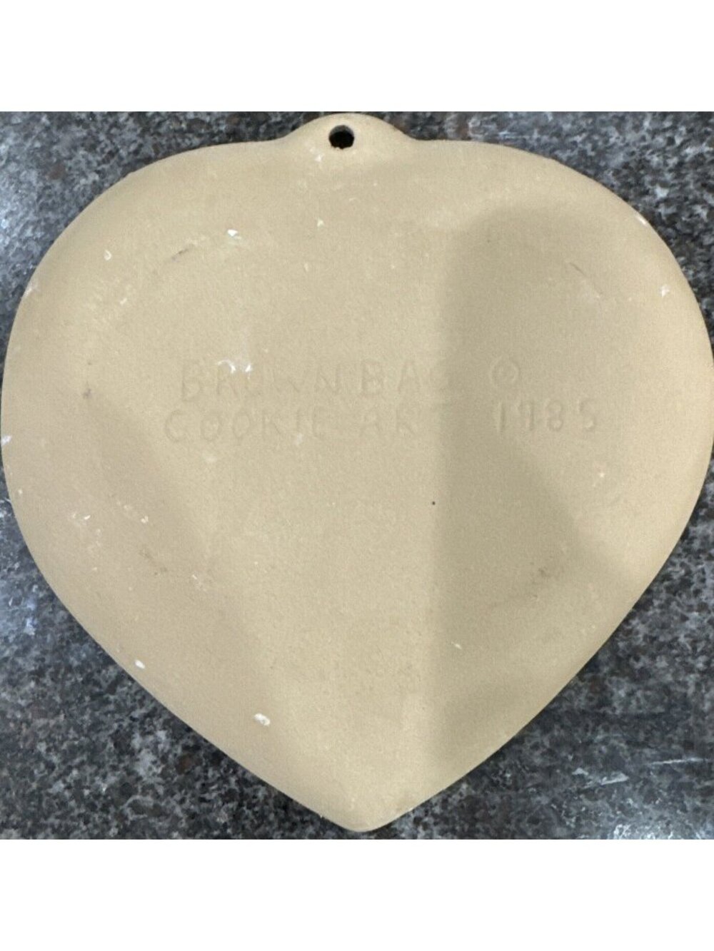 Heart-Shaped Brown Bag Cookie Art Stone Mold Birds & Flowers Design 1985 Vintage - Picture 3 of 4